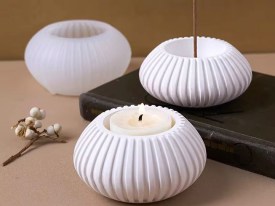 Molde silicona portavela ovalada rayado